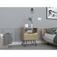 thumbnail image 2 of Depot E-Shop Begonia Nightstand With 2 Shelves, Cabinet, And Hairpin Legs, Light Oak, 2 of 5