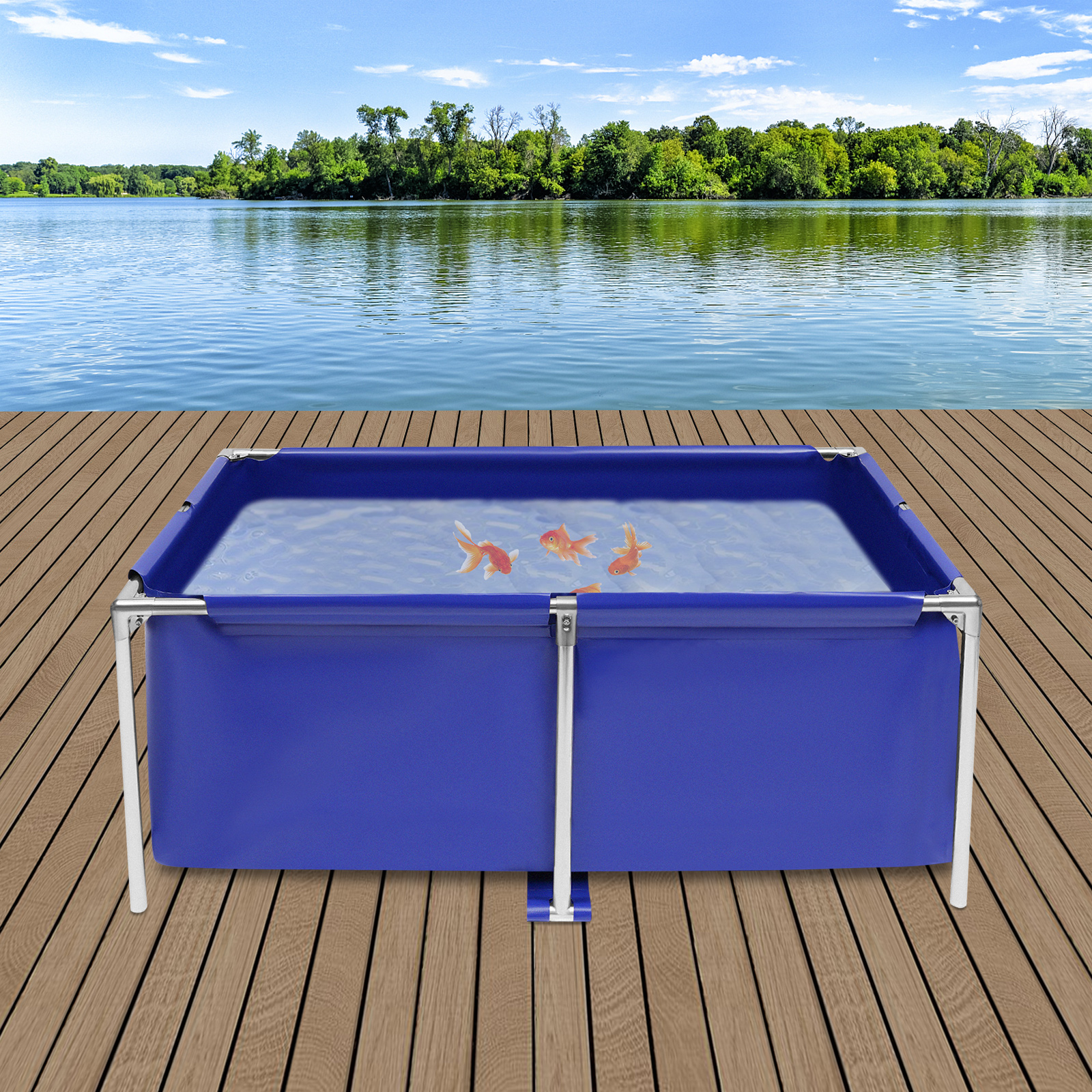 Peakora Aquarium Fish Water Tank Ornamental Swimming Pool Koi Breeding Pond Water-Proof Large Capacity 47.2*31.4*19.6in
