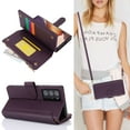 thumbnail image 3 of for Samsung Galaxy Note 20 Ultra Crossbody Wallet Case, RFID Blocking Case Wallet with Card Slots, Fashion PU Leather Magnetic Clasp Zipper Wrist Strap Cover for Samsung Galaxy Note 20 Ultra, Purple, 3 of 11
