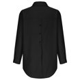 thumbnail image 5 of JGGSPWM Womens Button Down Plus Size Solid Top and Blouse with Pocket Split High Low Hem Tunic Pullover Lapel V Neck Cuff Long Sleeve Shirts Black M, 5 of 8