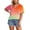Orange, variant on Plus Size V Neck Tshirts for Women Causal Color Blocking Graphic Tees Summer Loose Fit Short Sleeve Tops Orange XXL