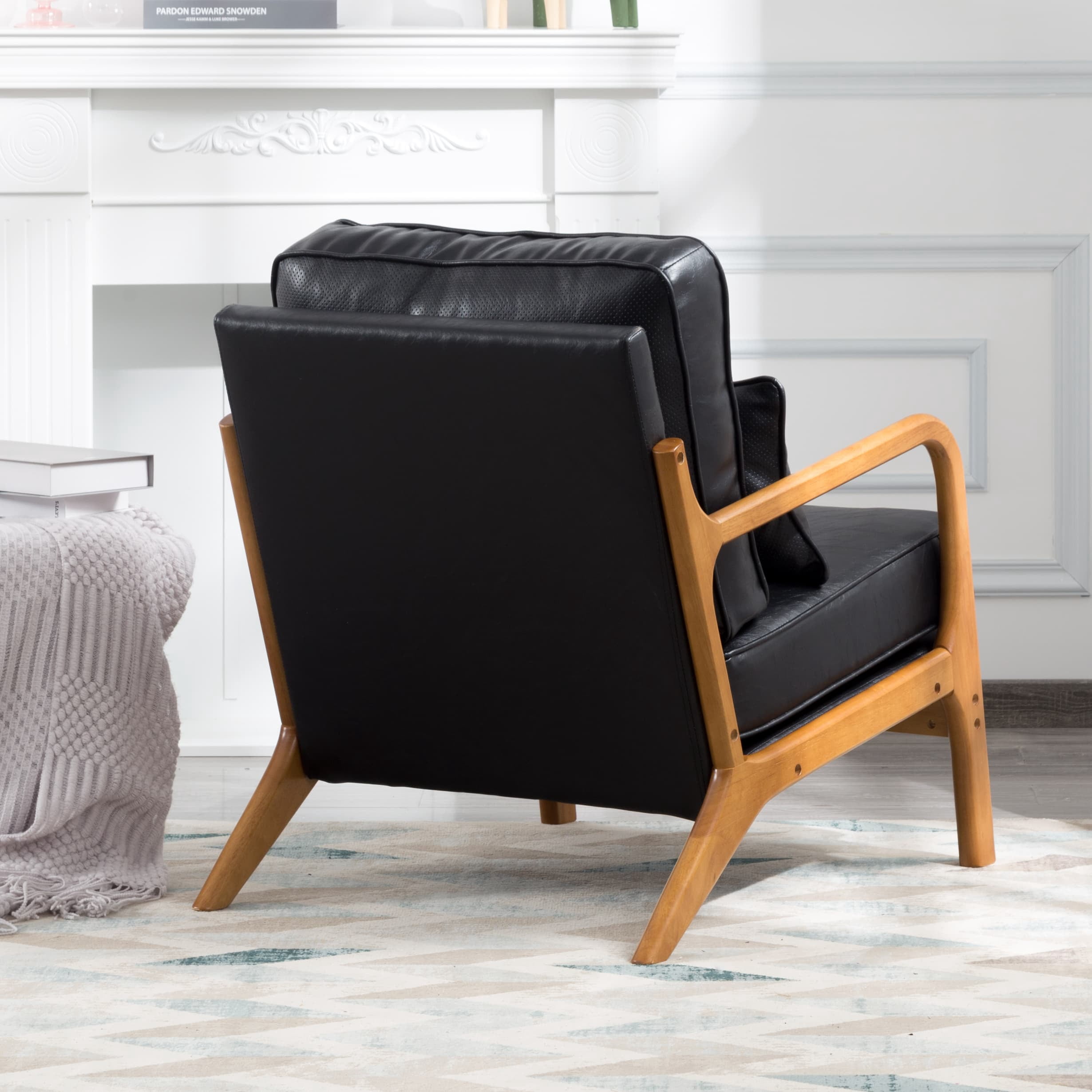 BSHTI Accent Chair,Mid-Century Styles,High-Density Sponge,Solid Wood,Non-Slip Leg,Cushions are Removable Black Colour,Perfect for Living Room,Bedroom,Office