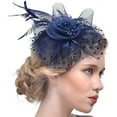 thumbnail image 4 of Visland Elegant Fascinator Hat with Faux Feather and Mesh Embellishments, Black, 4 of 8