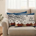thumbnail image 2 of Orange Pumpkins Outdoor Waterproof Pillow Covers, Abstract Fall Branch Blue Retro Plaid Decorative Rectangle Throw Pillowcase Sofa Cushion Sham for Patio/Couch/Chair, 20"x12" 2 Pack, 2 of 8