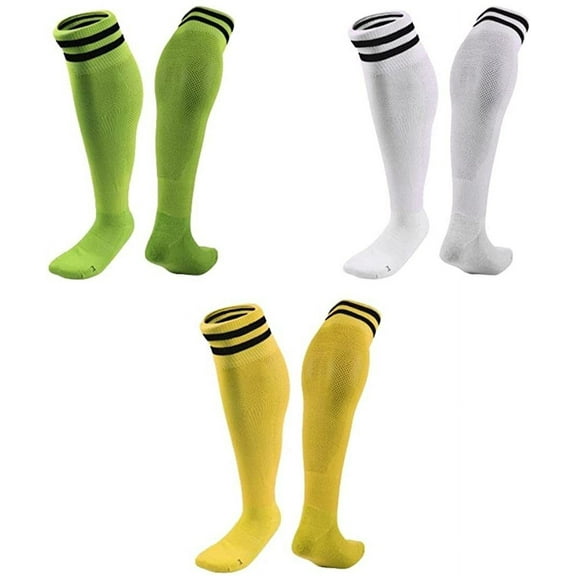 Lian LifeStyle 3 Pairs Knee High Sports Socks for Soccer, Softball, Baseball, Soccer, and Many Other Sports XL002 Size M Blue,Red,Yellow