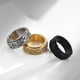 thumbnail image 5 of Qarigey Anillo de banda grabado, disfraz de boda, fiesta, nudillo estético, joyería para hombres, novios, accesorios de oficina, tamaño Type3 NO3, 5 of 6