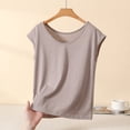 thumbnail image 2 of Women's V Neck Cap Sleeve Loose Fit Top Lightweight Breathable Stretch Basic Layering Shirt Comfy Sleepwear Pajama Blouse L-4XL Gray, 2 of 6
