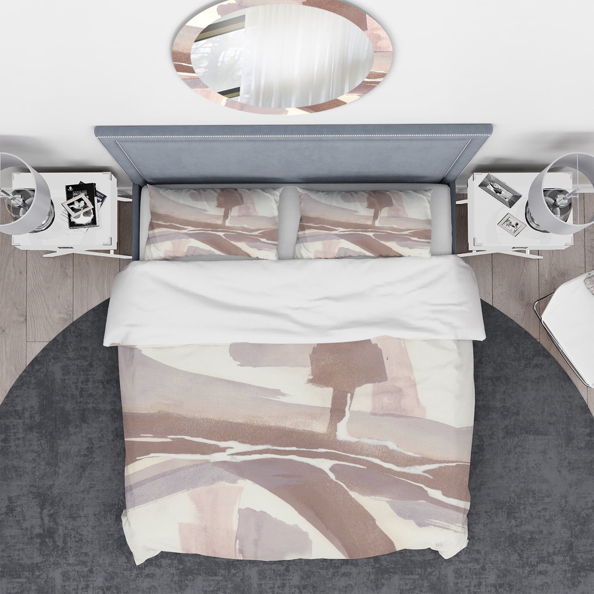 Designart 'White and Placid I Blush' Geometric Duvet Cover Set