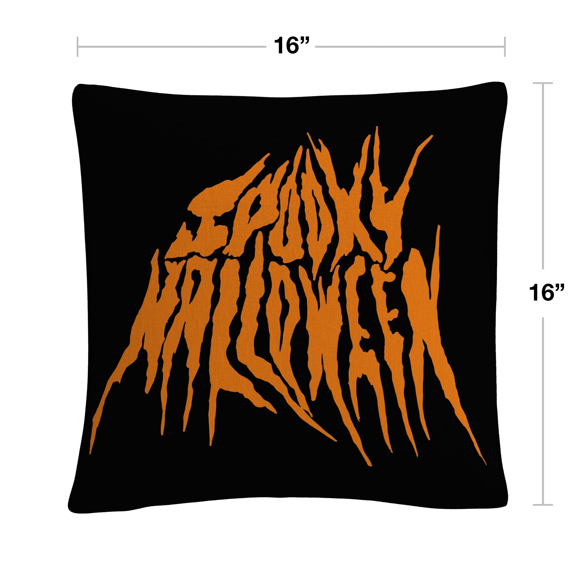 Orange Spooky Metal Halloween By Abc 16 X 16 Decorative Throw Pillow