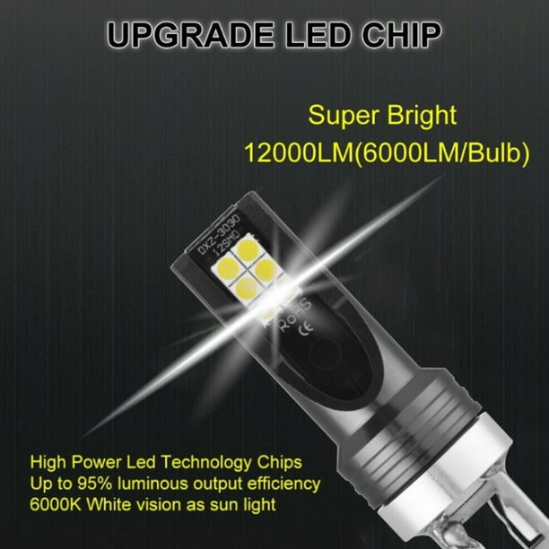 H7 ampoules de phare de voiture LED 200W kit ampoule de phare 6000K blanc  lumière de course DHI décodeur ampoules de brouillard 