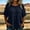 A534 Navy, variant on Womens Empire Waist Blouse Pleated Round Neck Short Sleeve Casual Summer Textured Loose Fit Boho Fashionable Flowy Lightweight Tunics Tops