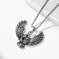thumbnail image 4 of Mens 14K White Gold Vintage Flying Eagle Pendant Necklace Spiritual Jewelry, 4 of 7