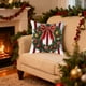 thumbnail image 5 of Juego de 3 fundas de cojín navideñas | Rayas rojas y blancas con lazo, corona y flores | Fundas de cojín decorativas de mezcla de lino para sofá cama | 45 x 45 cm, 5 of 5