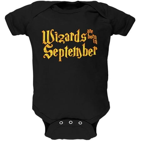 

Wizards are born in September Soft Baby One Piece Black 3-6 M