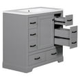 thumbnail image 6 of Grey 36" Bathroom Vanity With Sink. Solid Wood And Made. 6 Drawers, Adjustable Shelf & Functional Divider. Ceramic Fashionable Style. Assembly Needed Sink, Grey. . Drawers Contemporary Taste., 6 of 7