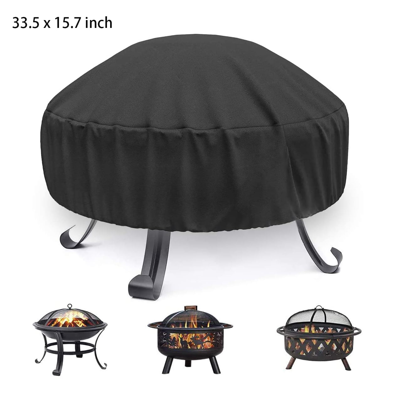 Multi-size Patio Round Fire Pit Cover Waterproof UV Protector Grill BBQ Cover 