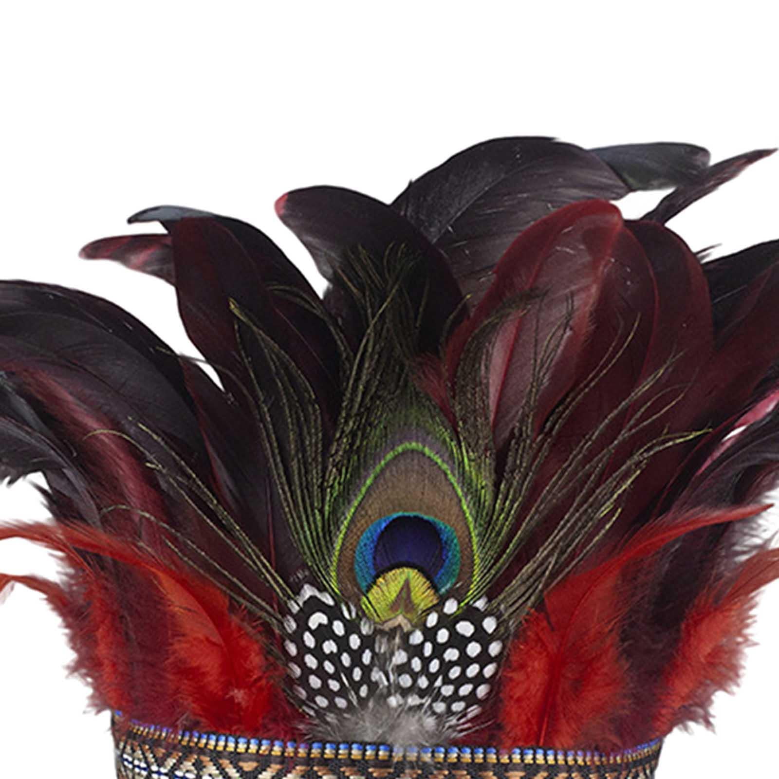 Diadema India Con Plumas Para Carnaval Y Fiesta - Tocado Étnico Adultos Cosplay, Corona De Plumas Ajustable
