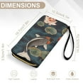 thumbnail image 6 of Womens Wallet Bifold Ladies Cluth Bag Wristlet Wrist Strap Long Purse Koi Fish Vintage Lotus Design, 6 of 6