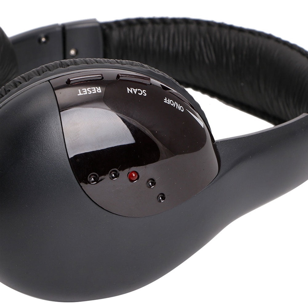 5 in 1 Hi-Fi FM Radio Wireless Headphones Headsets for TV DVD MP3 CD MP4 PC,Black