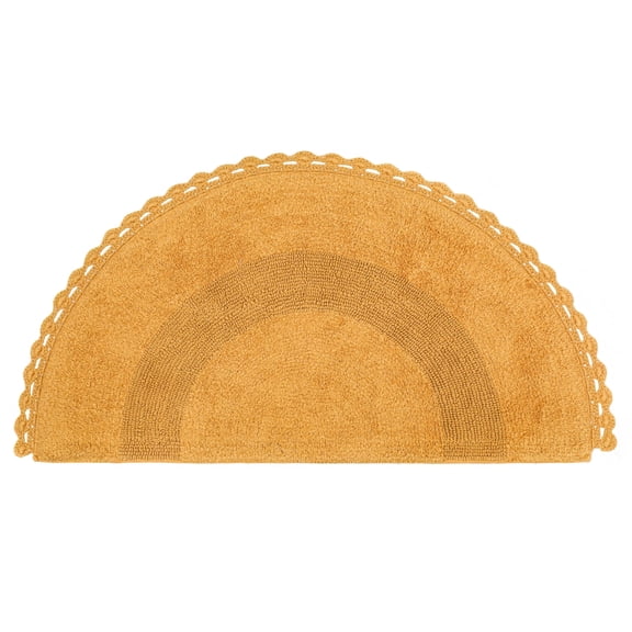 Savi Home Half Circle Bohemian Bathroom Rug – Handwoven Crochet 100% Cotton Mat 22x42", Honey Mustard