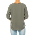 thumbnail image 3 of Women's Casual Round Neck Blouse with Adjustable Roll Tab Sleeves, 3 of 6