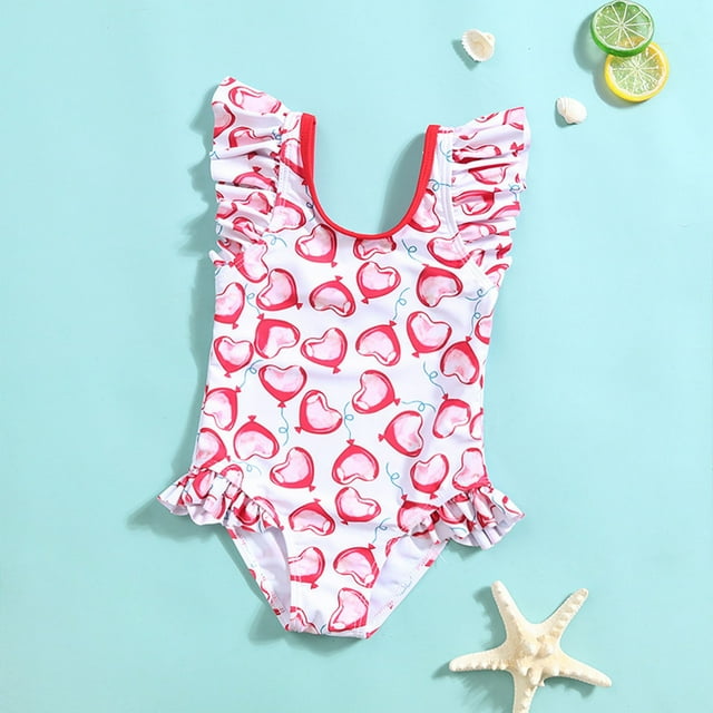 Girls Swimsuits One Piece Swimming Bathing Suit Quick Dry Hawaiian Ruffle Swimwear Bathing Suit XXL