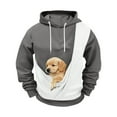 thumbnail image 4 of Timoontee Pet Pouch Hoodie Men Small Dog Cat Carrier Sweatshirts Oversized Kangaroo Pouch Hoodies Animal Holder Pullover Tops Dark Gray S, 4 of 5