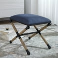 thumbnail image 2 of Uttermost Firth Small Fabric and Iron Metal Bench in Rich Textured Navy Blue, 2 of 7