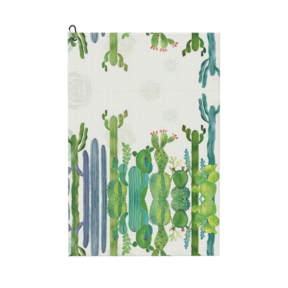 Golf Towels for Golf Bags For Men Women - Cartoon Cactus 24x16in Absorbent Quick Drying Golf Towel for Cleaning Golf Ball Club Golf Bag Accessories with Carabiner