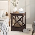 thumbnail image 2 of BELLEZE Modern Farmhouse Industrial Style End Table Or Nightstand With Cutout Sides And Storage Shelf, Open Style Versatile Accent Furniture - Veropeso (Espresso), 2 of 7