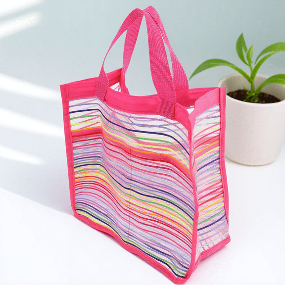 LOLIPPYY Rosy Portable Tote Mesh Beach Bag with Large Capacity for Storage and Swimming Use