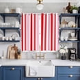 thumbnail image 2 of Red Pink Stripe Kitchen Curtains 63 Inch Length, Geometric White Vertical Striped Grommet Top Bedroom Living Room Curtains, Light Filtering Cafe Curtain Drapes 2 Panels Set 84''x63'', 2 of 9