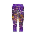 thumbnail image 4 of DDAPJ pyju Womens Floral Print Capri Leggings Boho Summer Cropped Pants High Waisted Stretch Yoga Capris Buttery Soft Casual Workout Tights Purple XXL, 4 of 5