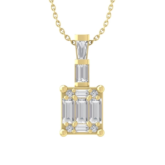 14K Yellow Gold Diamond Pendant with Yellow Gold Plated Silver Chain Necklace (1/4 cttw, I-J Color, I2-I3 Clarity), 18"