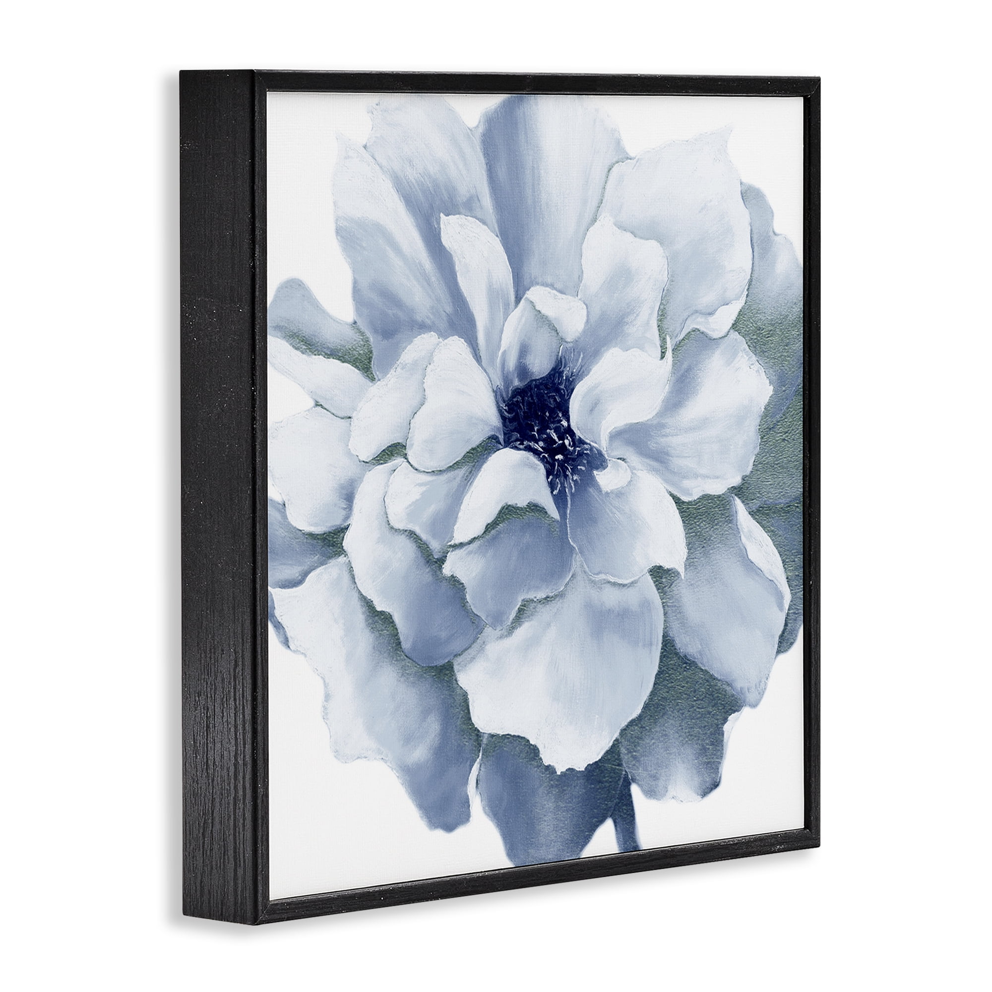Stupell Industries Blue Radiant Bloom Botanical & Floral Painting Black Framed Art Print Wall Art, 17 x 17