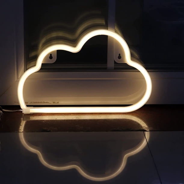 LED NEON SIGNS Cloud Wall Wall Night Light para el dormitorio para la habitación de las niñas para la habitación de las niñas Decoración del hogar Luz alimentada por batería y enchufe USB para el hog JAMW Sencillez