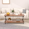 thumbnail image 5 of VECELO 3-Piece Coffee Table Set for Living Room Include Wood Coffee Table + 2 End Tables, Brown, 5 of 8