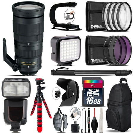Nikon AF-S 200-500mm  VR Lens - Video Kit   Pro Flash - 16GB Accessory Bundle (International Version)