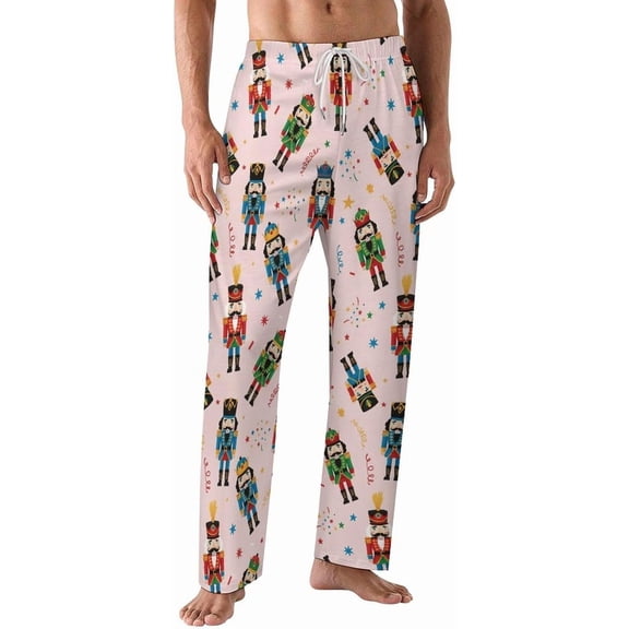 PRIYAL Pajamas Pants For Men Red Black Snowflake Pajama Bottoms Sleepwear Pj Pants