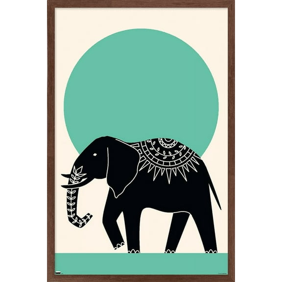 Ink Elephant Wall Poster, 14.725" x 22.375", Framed
