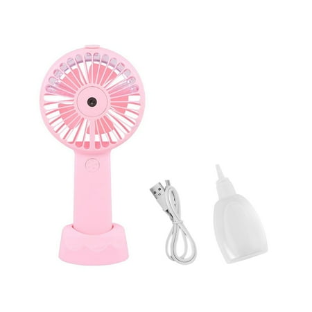 

1111Fourone Fan USB Electric Adjustable Handheld Fan Rechargeable Portable Low-noise Atomizing Cooler Pink
