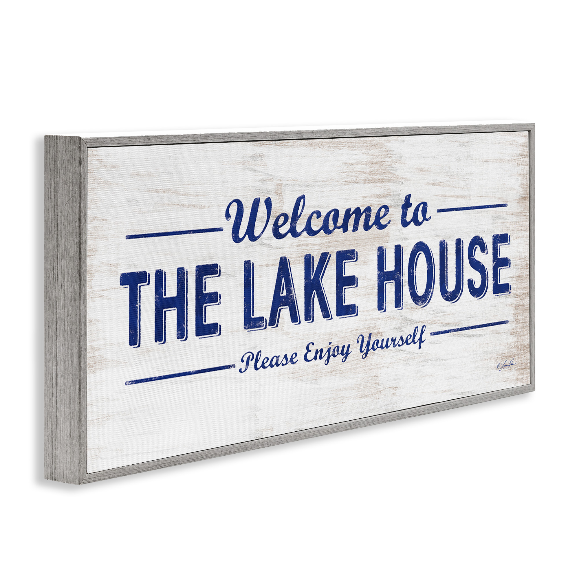 Stupell Industries Rustic Lakehouse Welcome Typography Painting Gray Framed Art Print Wall Art, 24 x 10