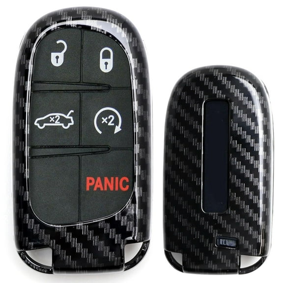 Glossy Black Carbon Fiber Pattern Key Fob Shell For Charger Challenger Dart Durango Journey, Grand Cherokee Renegade, 200 300, etc Smart Key