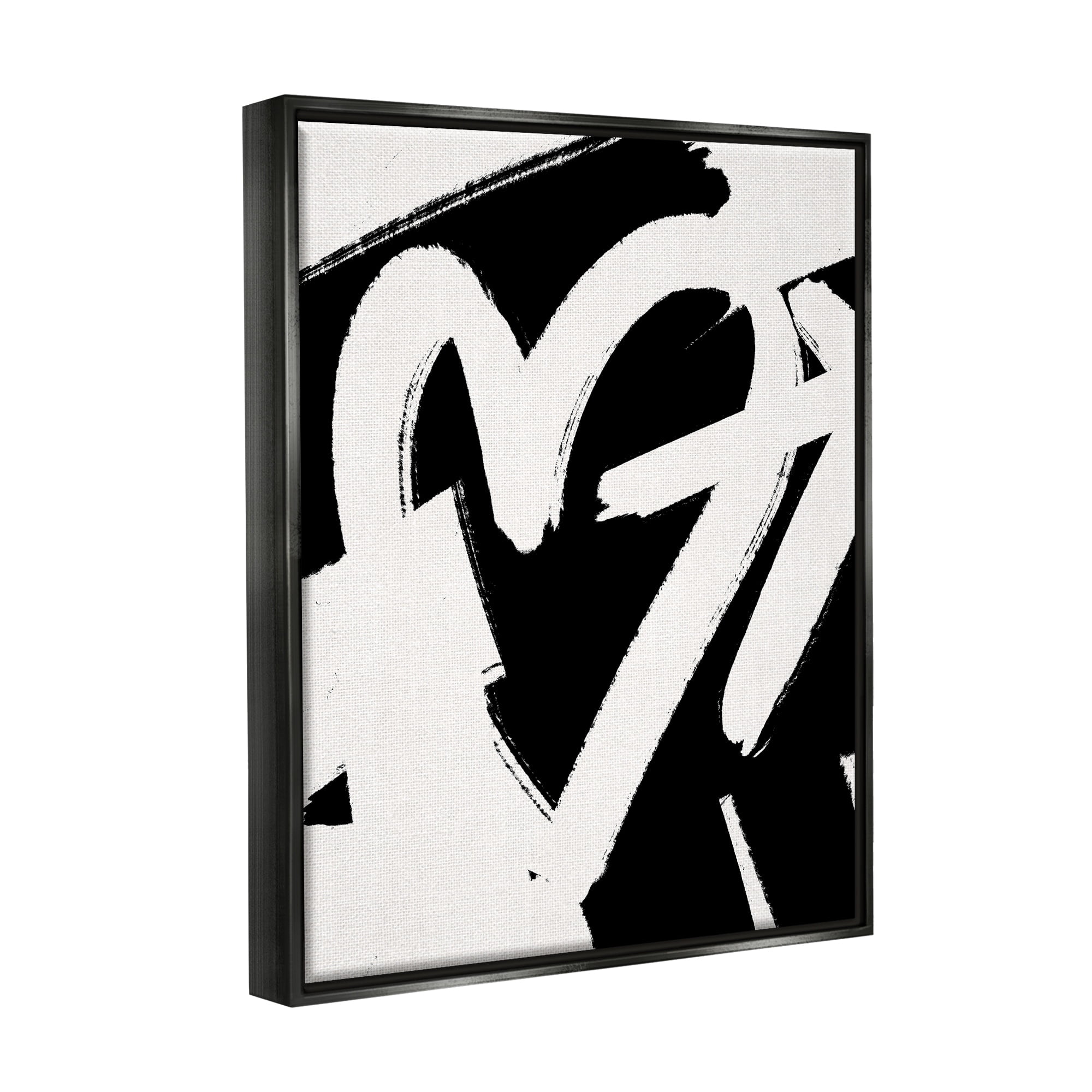 Stupell Industries Arrow Through Heart Black Contemporary Street Style Graphic Art Metallic Gold Floating Framed Canvas Print Wall Art, Design by Leah Straatsma