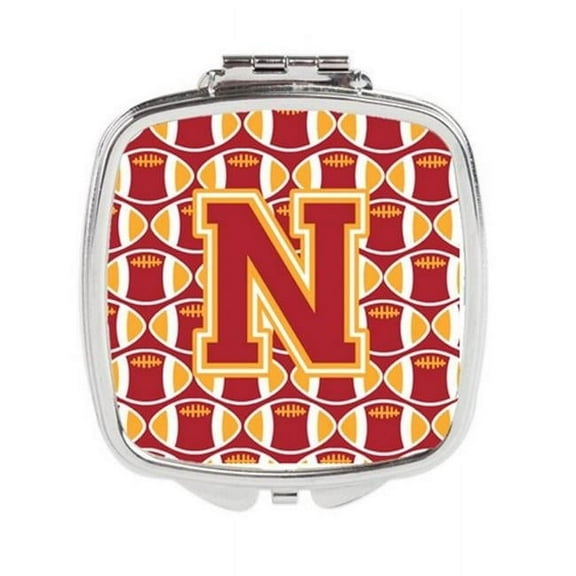 Letter N Football Cardinal & Gold Compact Mirror