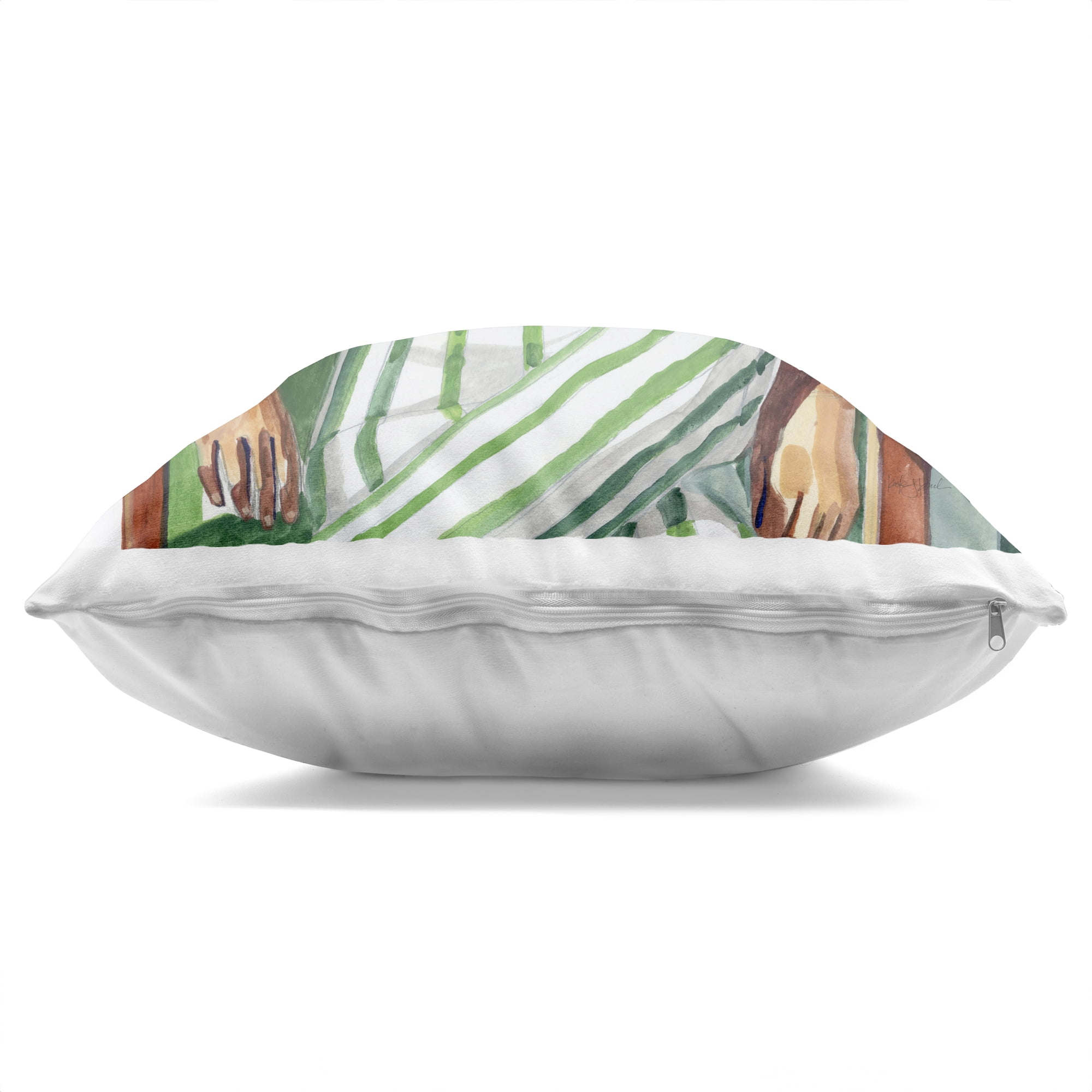 Stupell Industries Relaxing In A Striped Dress Decorative Printed Throw Pillow, design by Kate Jarvik Birch