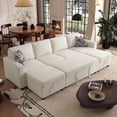 thumbnail image 2 of AENKYO 102" U-Shaped Sectional Sofa Bed, Linen Pull Out Sleeper Couch with Storage Seats for Living Room，White, 2 of 8