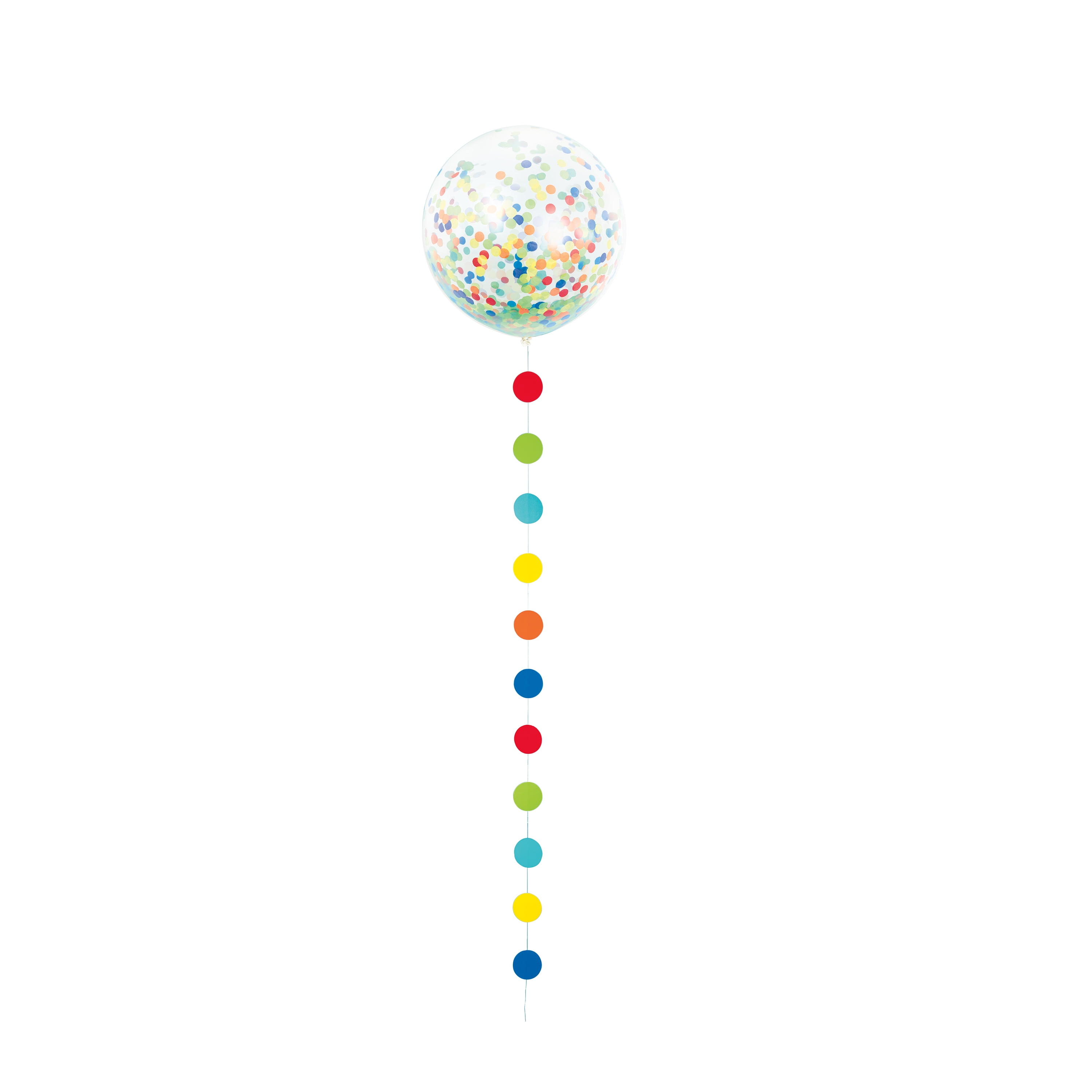 Big Latex Rainbow Confetti Balloon with Dots Tassel, 24in