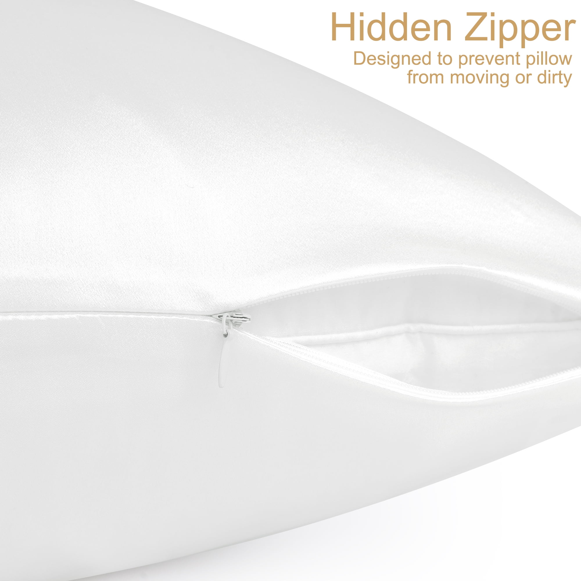 PiccoCasa Pure Silk Pillowcase with Zipper, Queen(20"x30"), Pearl White, 1 Piece