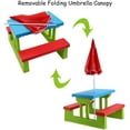 thumbnail image 3 of Kids Table and Chair Set, Indoor Outdoor Kids Picnic Table and Bench with Removable Umbrella, Portable Kids Table for Toddlers, Lightweight Play Table Set for Backyard Garden, Patio, W18486, 3 of 9